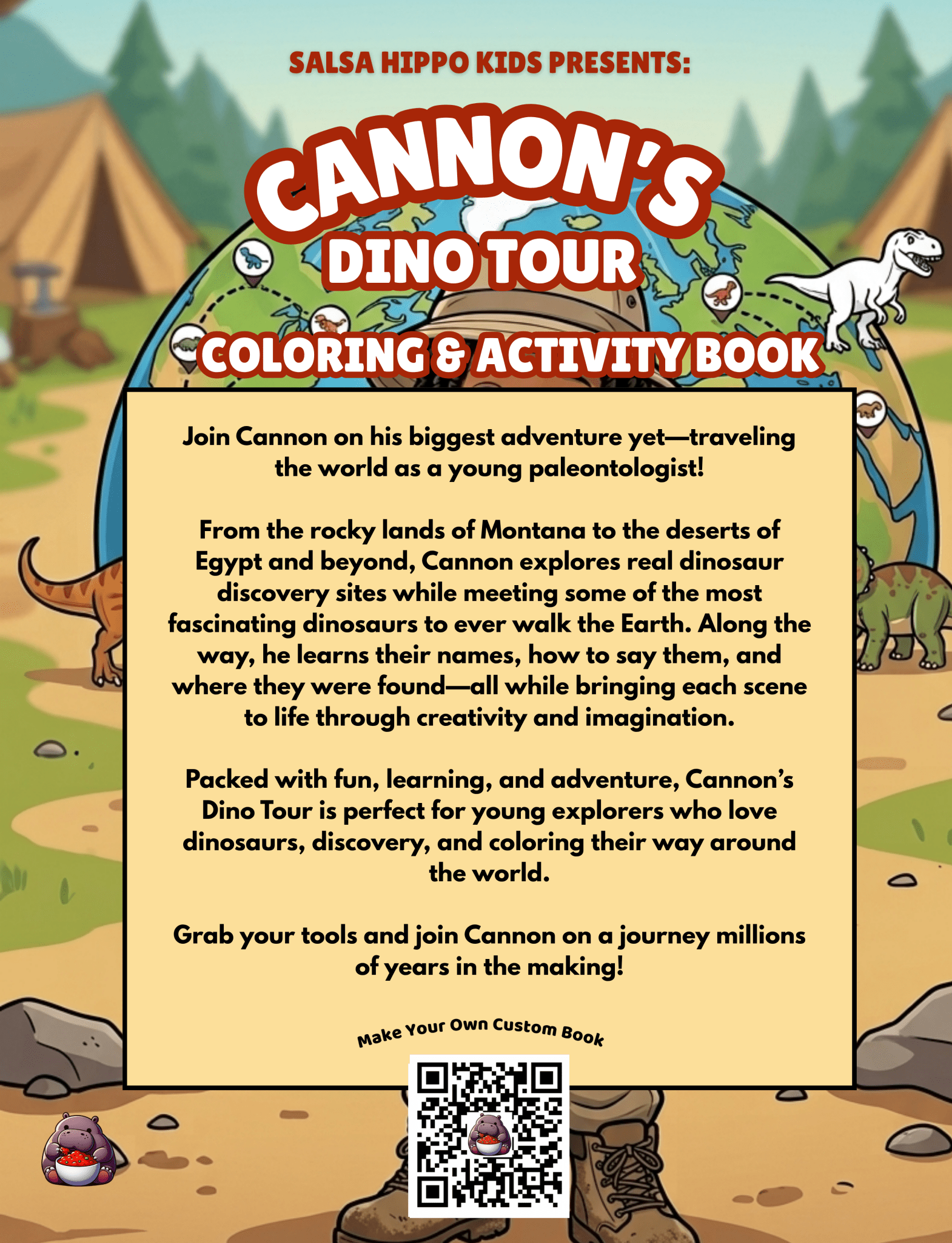 Cannon’s Dino Tour Coloring and Activity Book - SalsaHippo