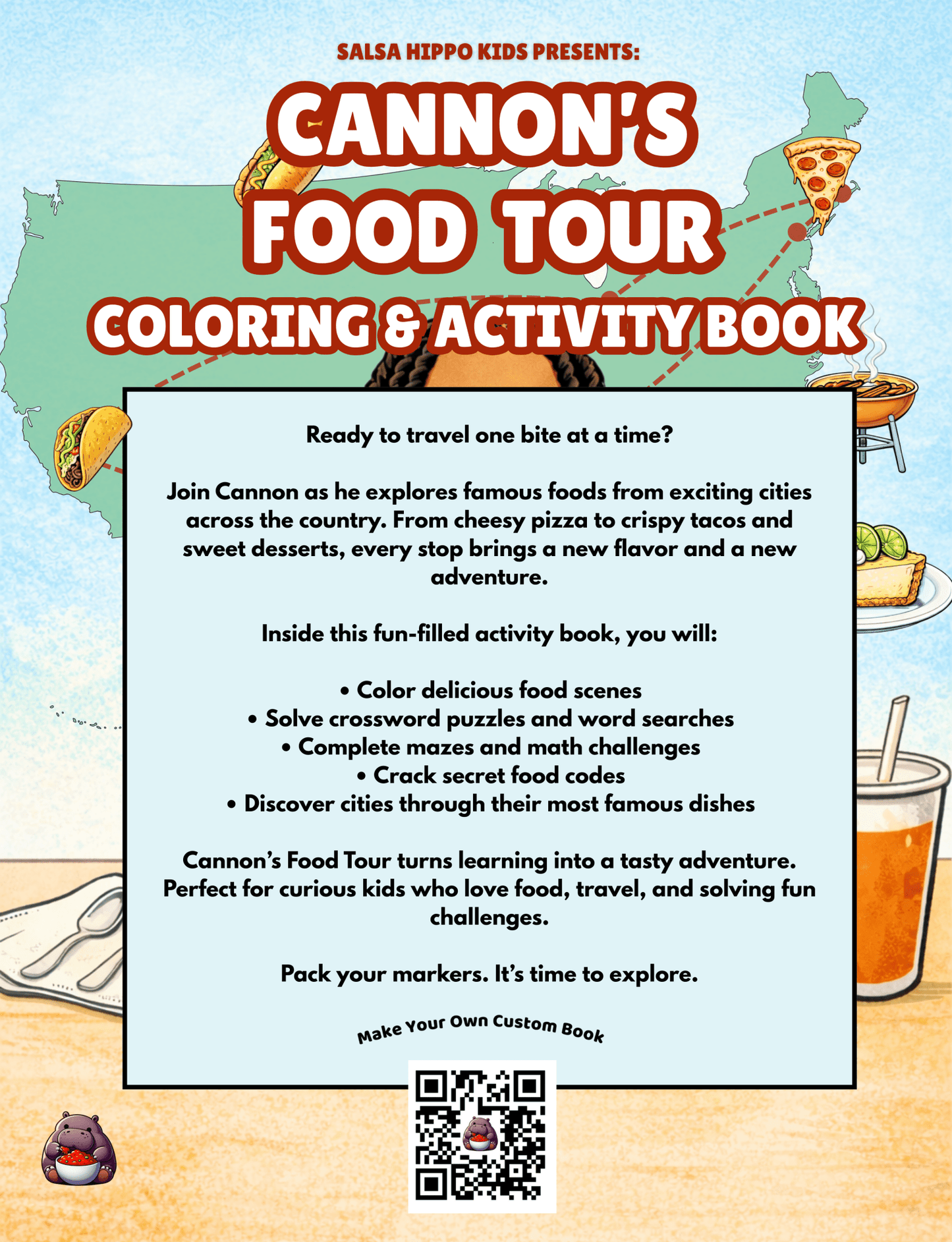 Cannon’s Food Tour Coloring & Activity Book Exploring Famous Foods from Around the Country - SalsaHippo