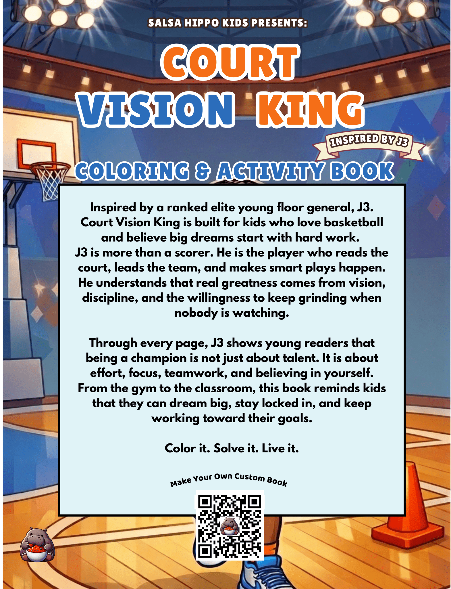 Court Vision King (Inspired by J3) Coloring and Activity Book - SalsaHippo