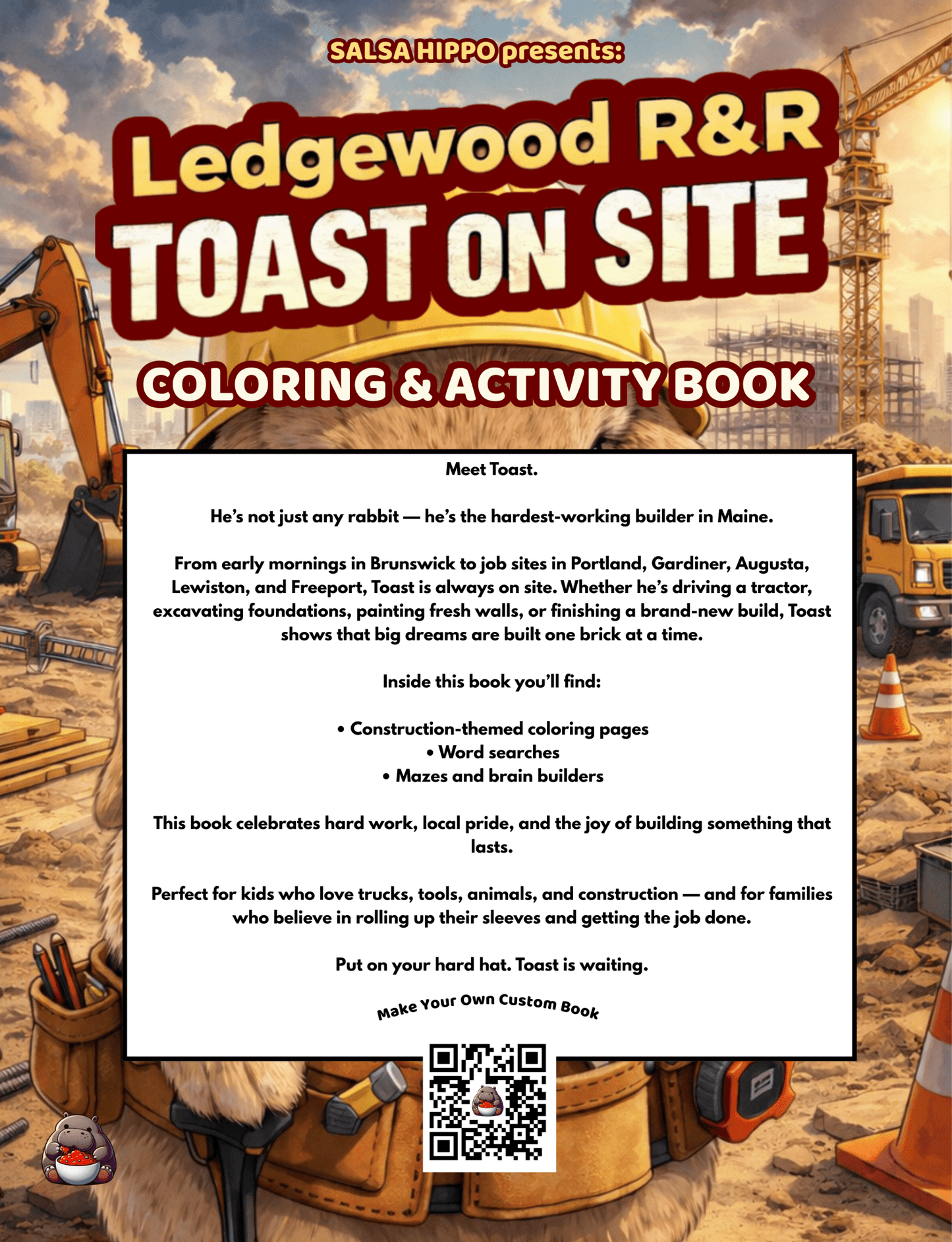 Ledgewood R&R – Toast On Site A Maine Construction Coloring and Activity Book - SalsaHippo