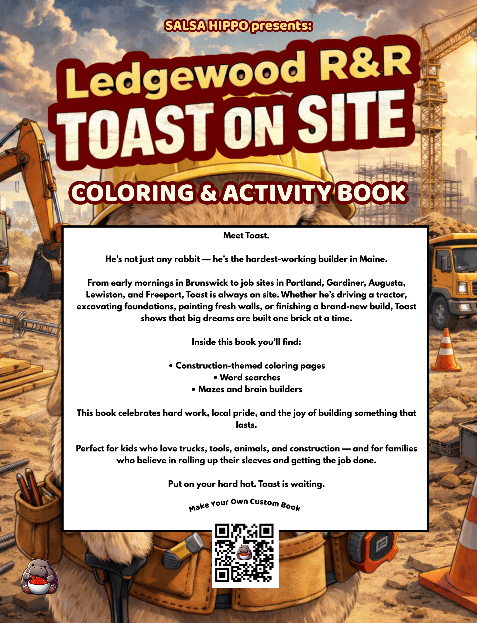 Ledgewood R&R – Toast On Site A Maine Construction Coloring and Activity Book - SalsaHippo