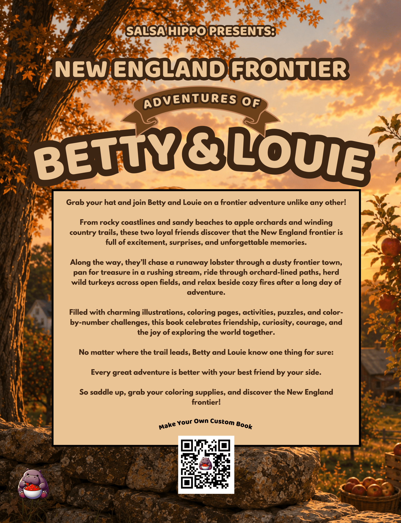 New England Frontier: Adventures of Betty and Louie Coloring and Activity Book - SalsaHippo