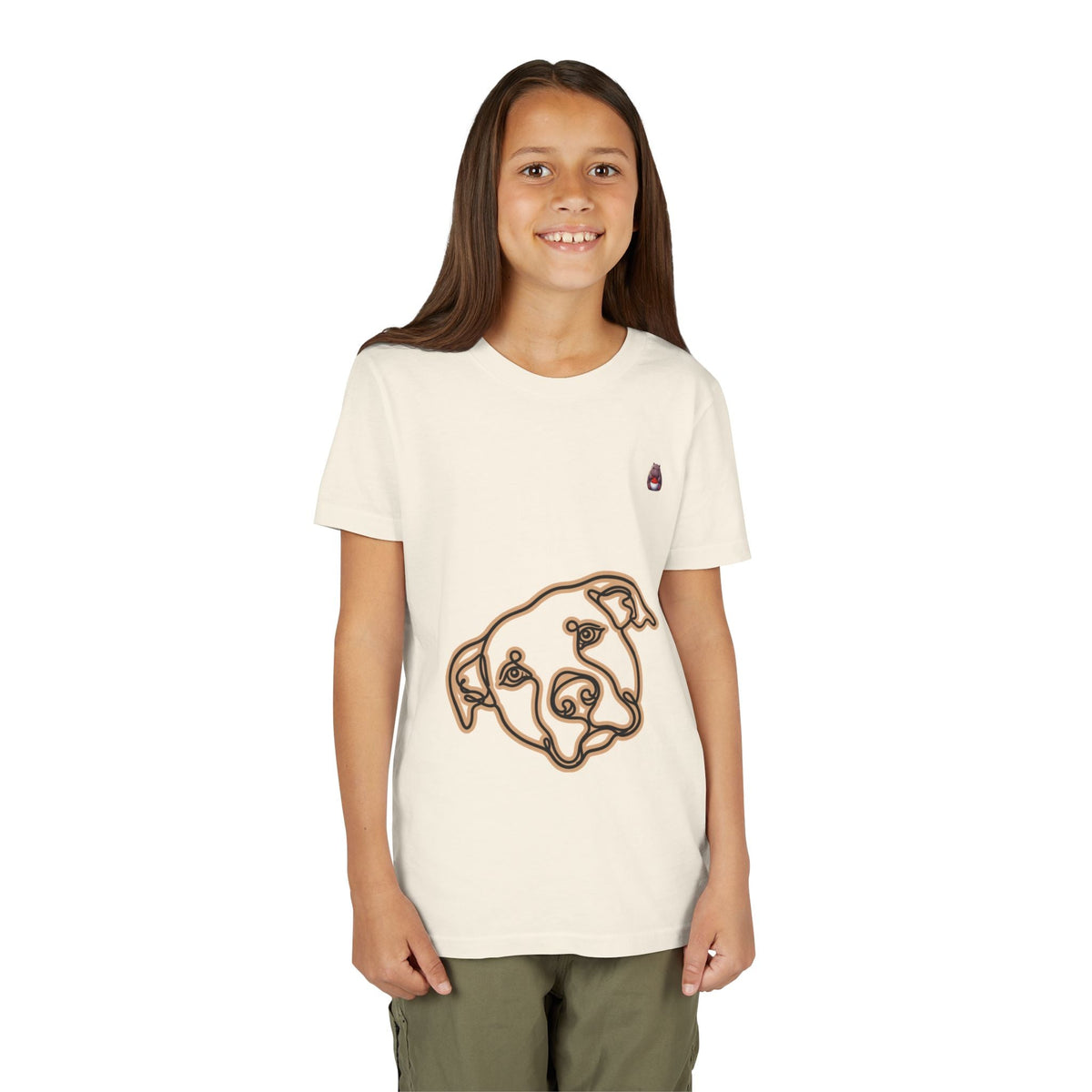 PITTY IN THE CITY Youth Tee — Minimal Line Art Dog Face Print - SalsaHippo