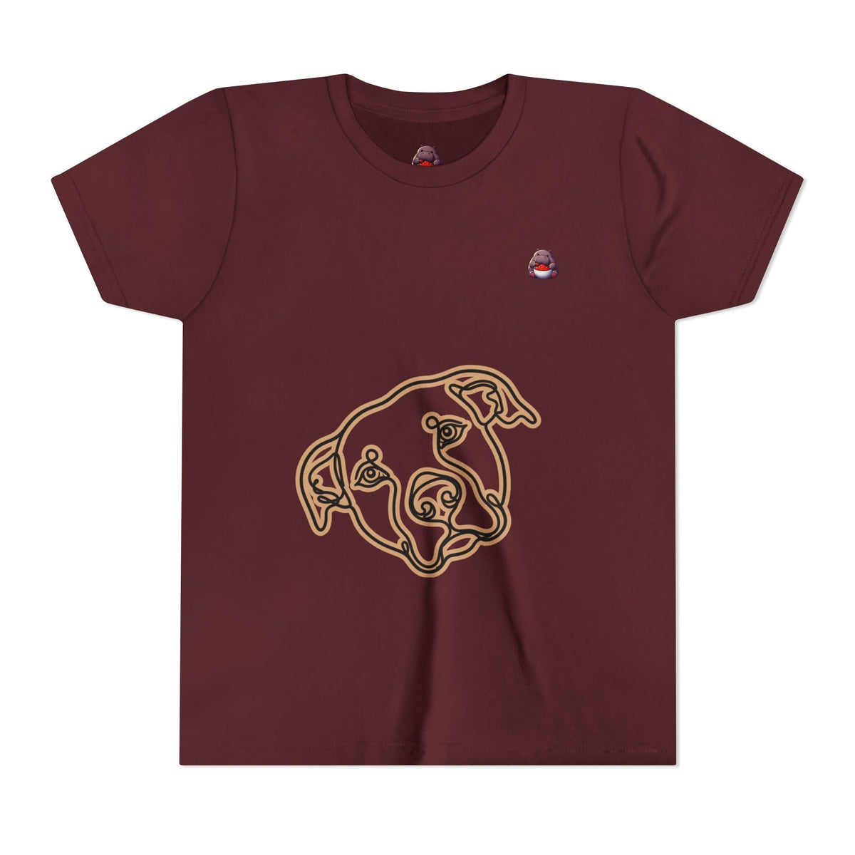 PITTY IN THE CITY Youth Tee — Minimal Line Art Dog Face Print - SalsaHippo
