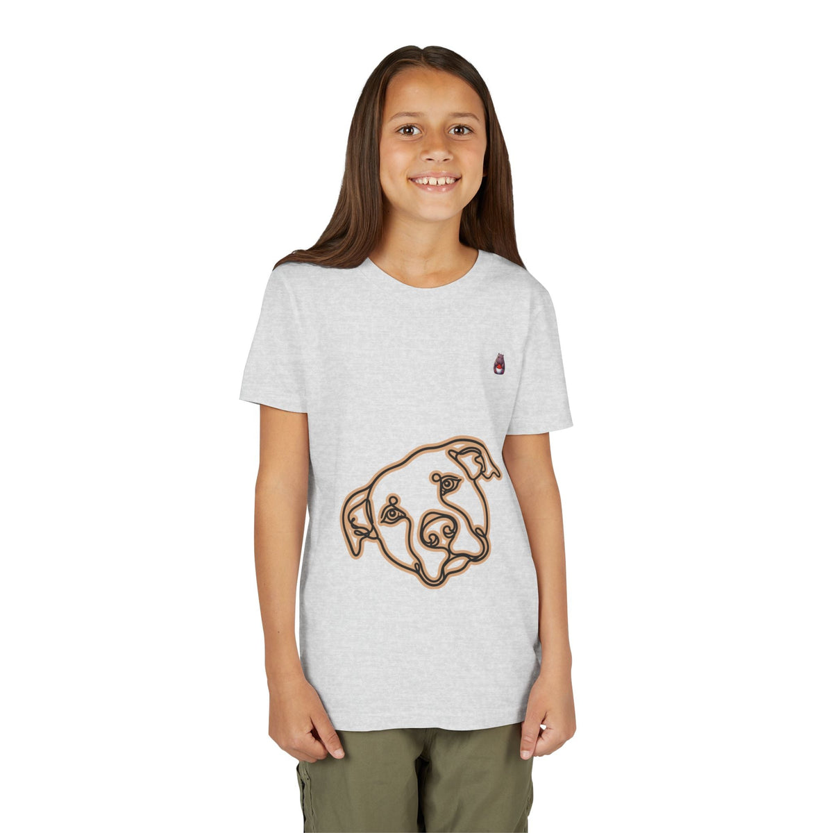 PITTY IN THE CITY Youth Tee — Minimal Line Art Dog Face Print - SalsaHippo