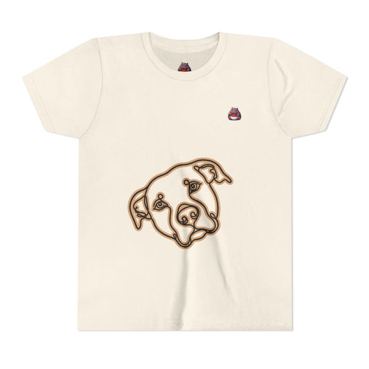 PITTY IN THE CITY Youth Tee — Minimal Line Art Dog Face Print - SalsaHippo