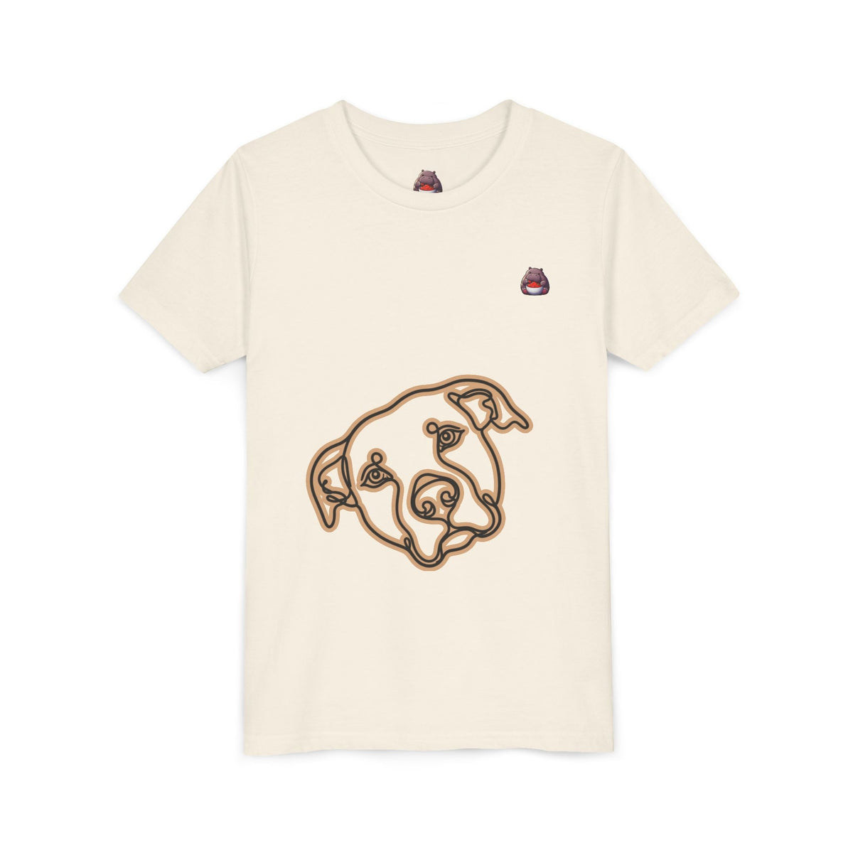 PITTY IN THE CITY Youth Tee — Minimal Line Art Dog Face Print - SalsaHippo
