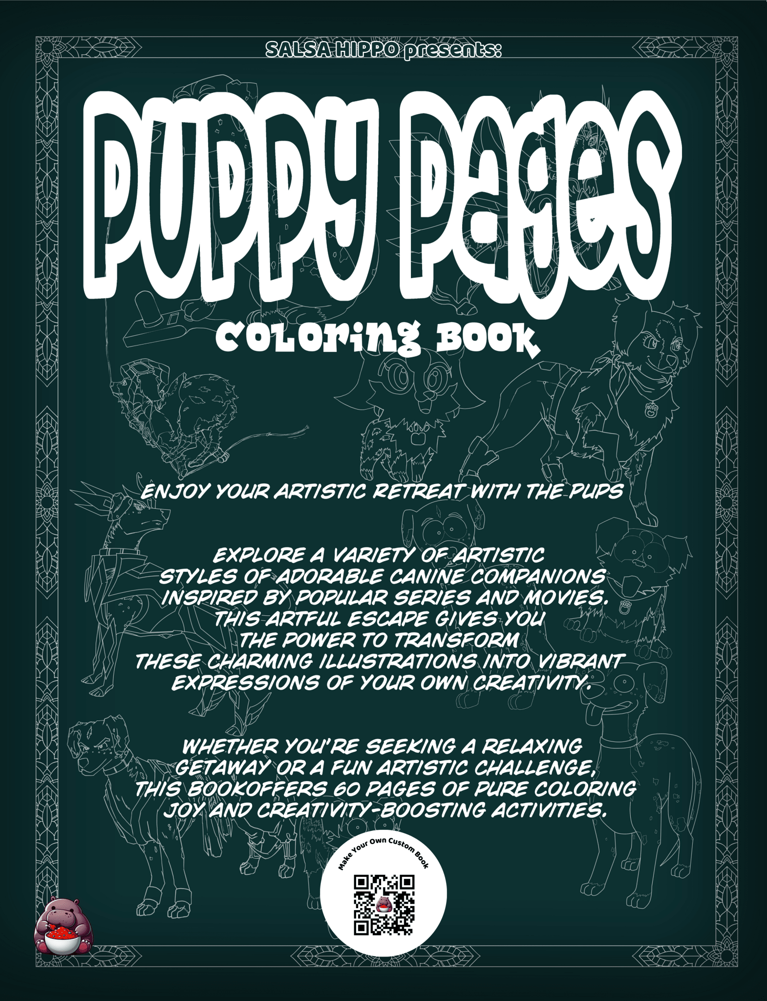 Puppy Pages: An Artful Escape Coloring and Activity Book - Snoh Edition - SalsaHippo